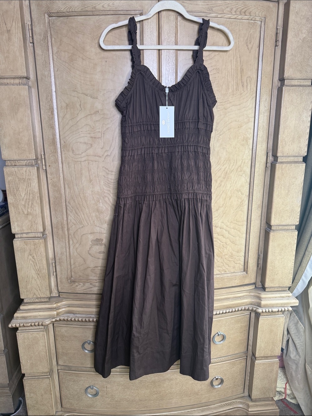 Caroline Constas 🔥 Bra-Free Smocked Drop-Waist Maxi Dress - Picture 3 of 6
